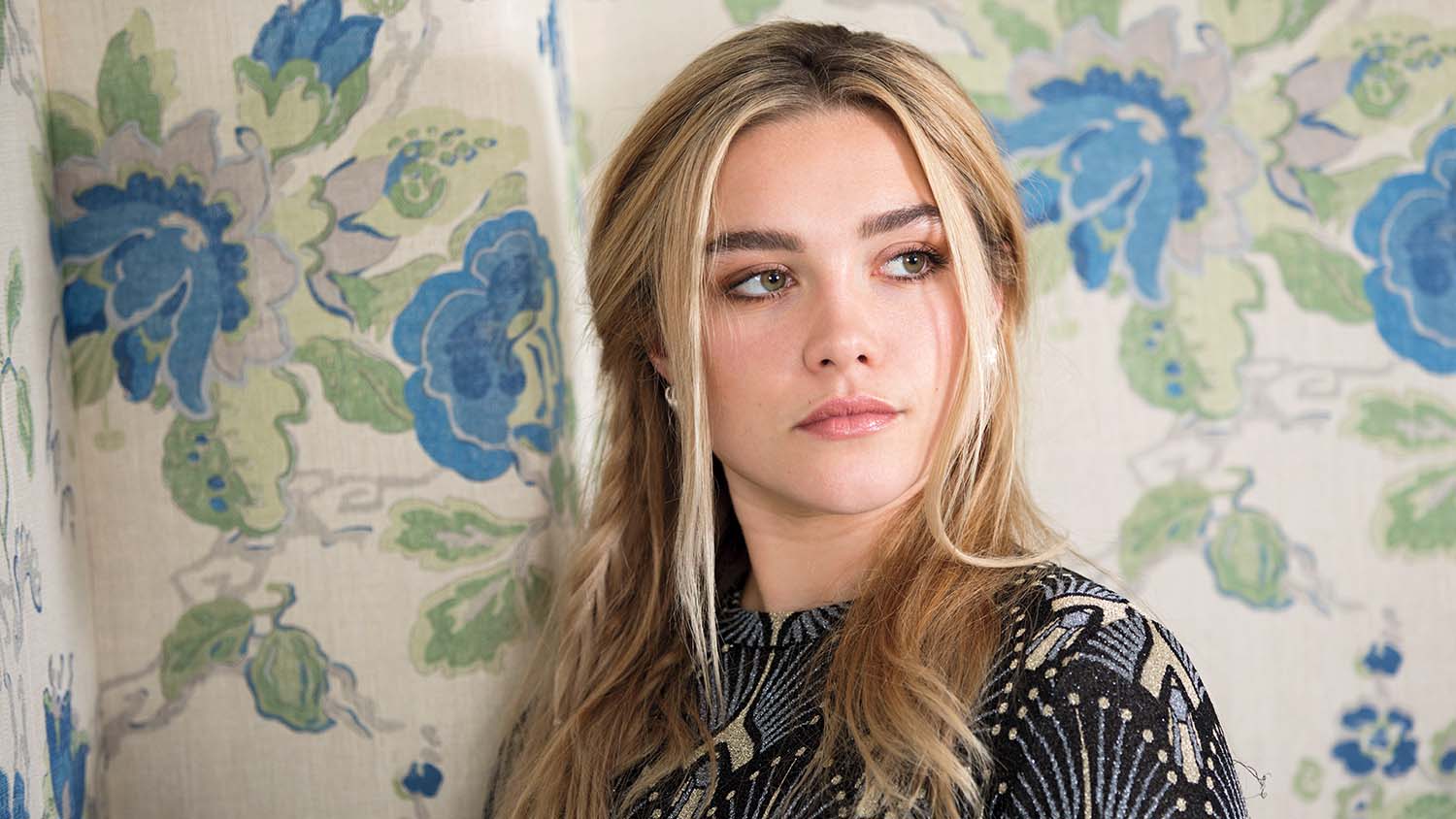 This June 18, 2019 photo shows actress Florence Pugh posing for a portrait at the Crosby Street Hotel in New York to promote her film "Midsommar." (Photo by Brian Ach/Invision/AP)